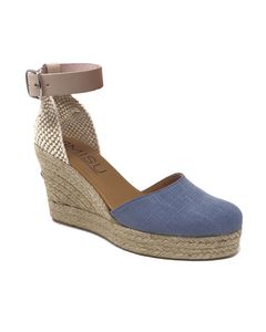 Myesha Jute Sandal In Blue Woven Fabric Leather Strap