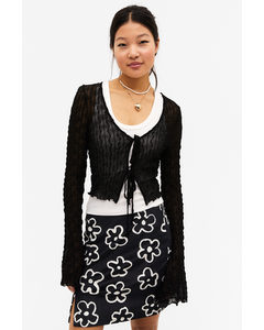 Velvet Mini Skirt Black & White Floral