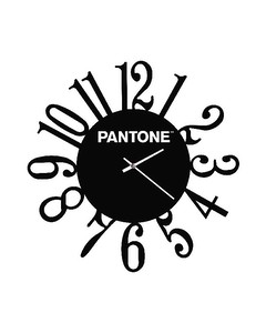 Homemania Pantone Clock Loop - Väggdekoration, Rund - Vardagsrum, Kök, Kontor - Svart, Vit Metall, 40 X 0,15 X 40 Cm