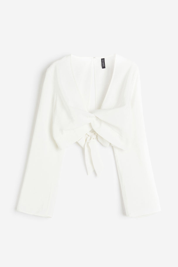 H&M Knot-detail Modal-blend Blouse White