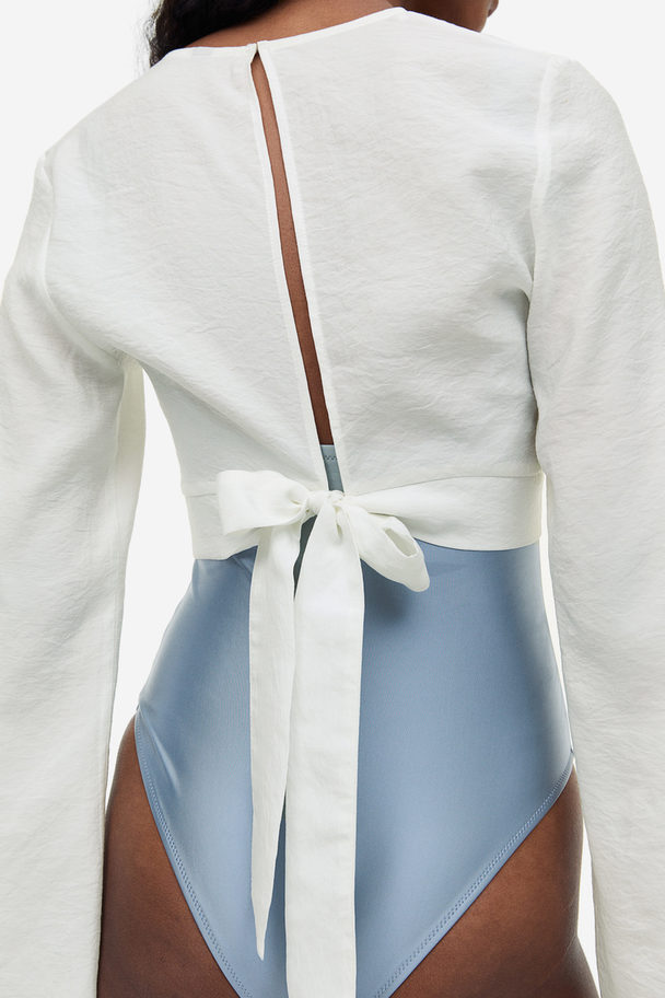 H&M Knot-detail Modal-blend Blouse White