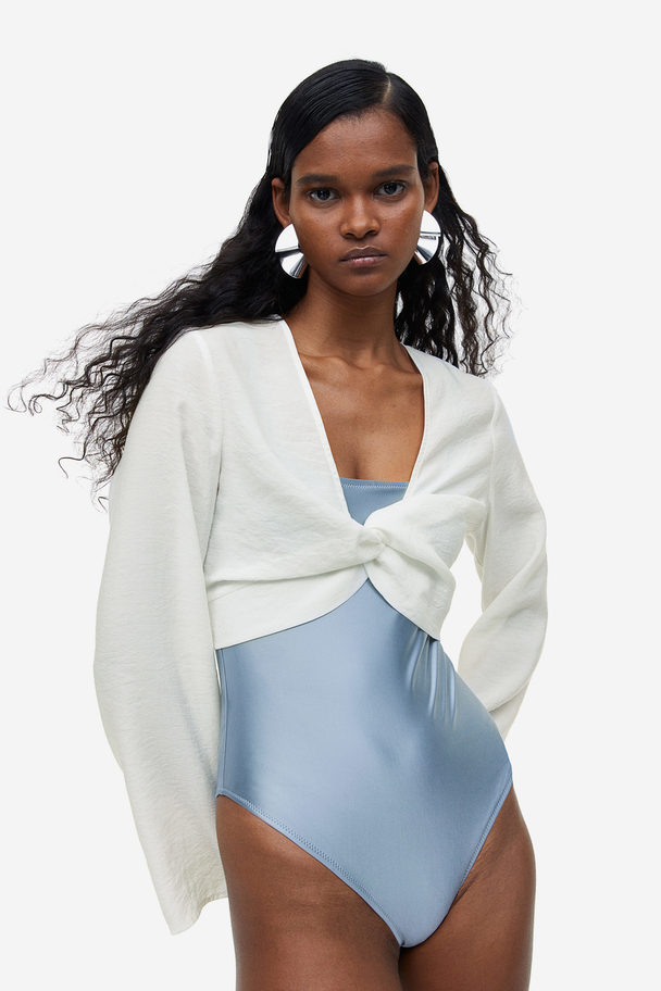 H&M Bluse I Modalblanding Med Knudedetalje Hvid