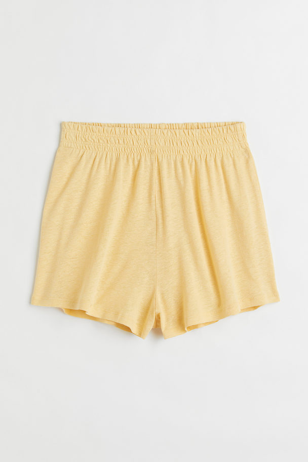 H&M Shorts aus Leinenmischung Hellgelb