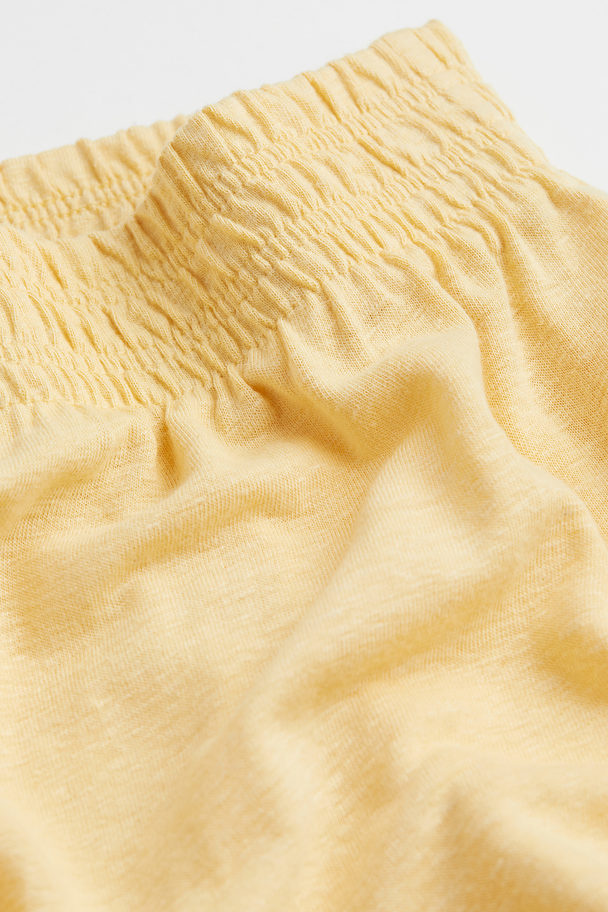 H&M Linen-blend Shorts Light Yellow