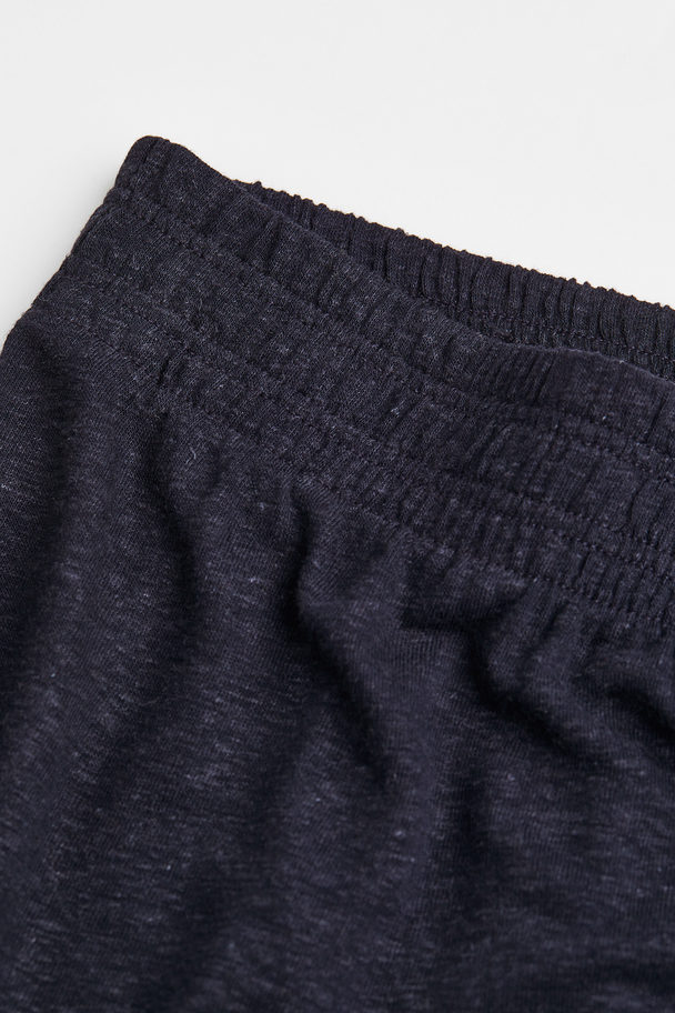 H&M Shorts I Hørblanding Mørkeblå
