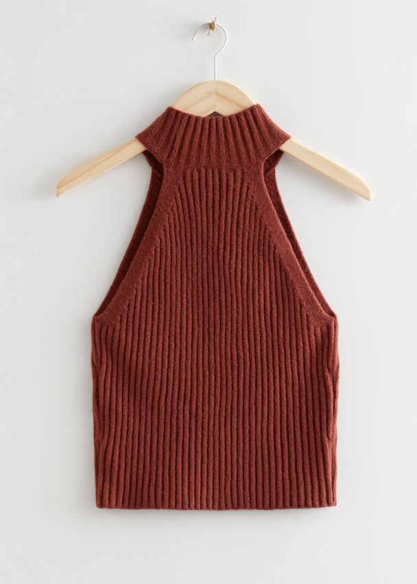 & Other Stories Sleeveless Turtleneck Knit Top Red