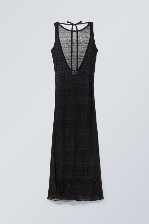 Weekday Open Back Knitted Maxi Dress Black