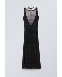 Open Back Knitted Maxi Dress Black