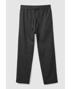 Regular-fit Drawstring Trousers Black