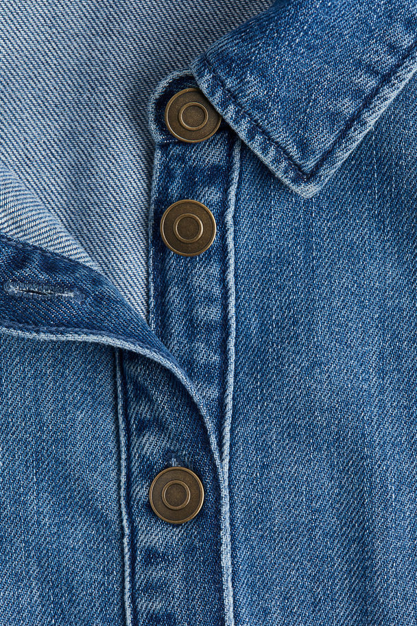H&M Jeanskleid mit Bindegürtel Denimblau