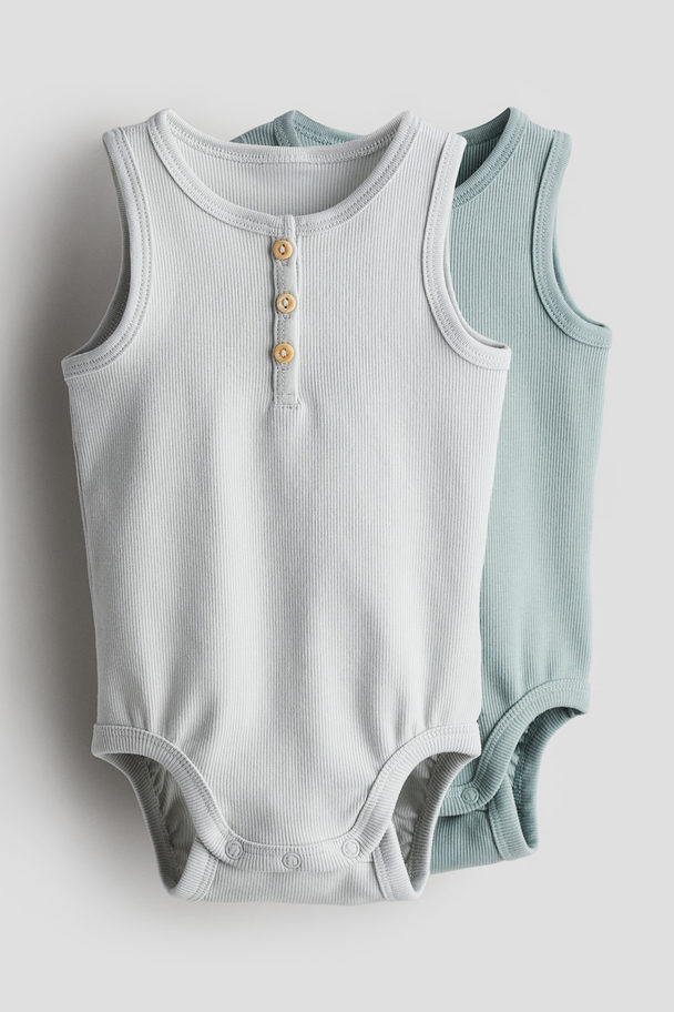 H&M 2-pack Cotton Bodysuits Turquoise/light Turquoise