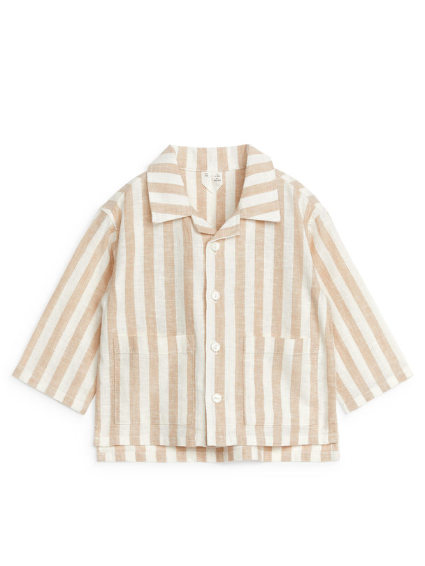 ARKET Linen-cotton Shirt Beige/white