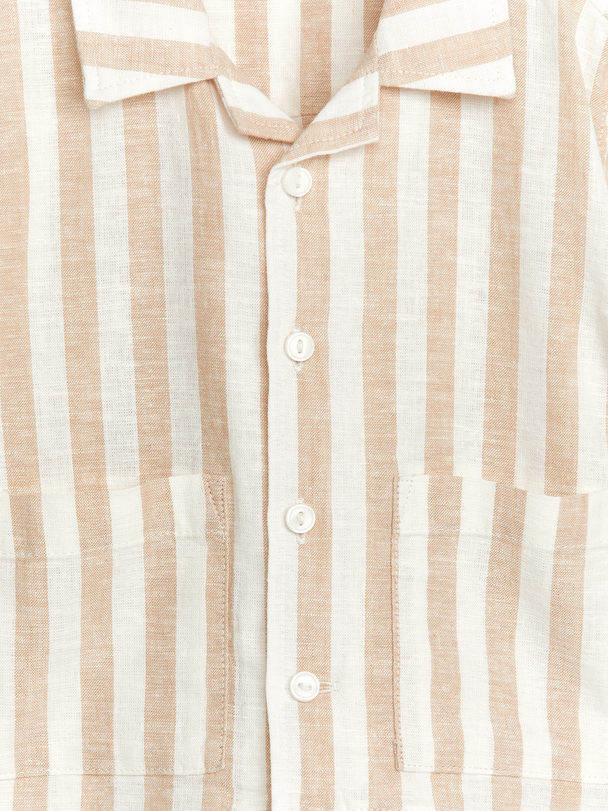 ARKET Hemd aus Leinen und Baumwolle Beige/Weiß