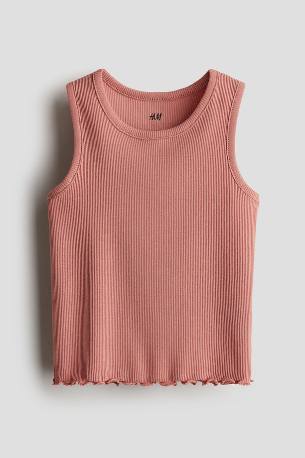 H&M Ribbed Vest Top Light Rust Red