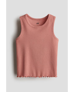 Ribbed Vest Top Light Rust Red
