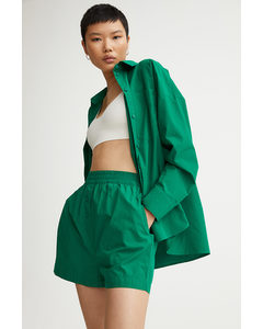 Shorts aus Baumwollpopeline Grün