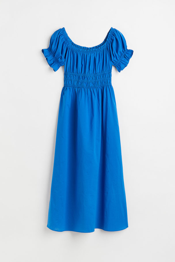 H&M Off Shoulder-klänning Klarblå
