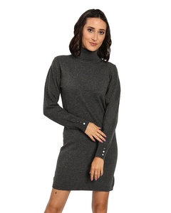 Turtleneck Dress With Fancy Buttons On Sleeves
