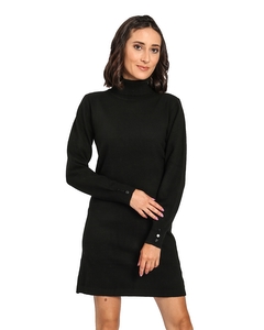 Turtleneck Dress With Fancy Buttons On Sleeves