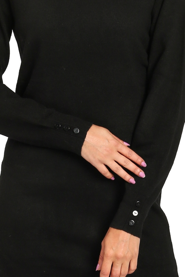 C&Jo Turtleneck Dress With Fancy Buttons On Sleeves