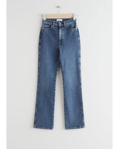 Crush Cut Cropped Jeans Mid Blue