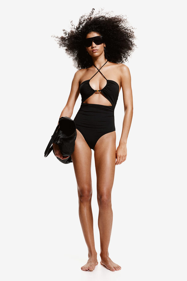 H&M Padded-cup Cut-out Swimsuit Black