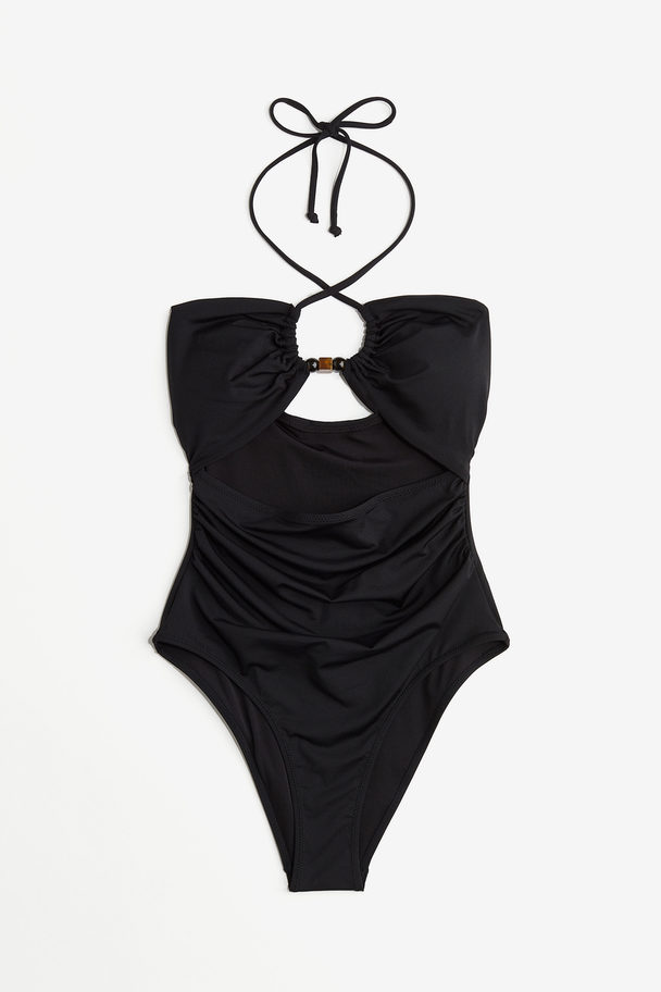 H&M Badeanzug mit Cut-outs und wattierten Cups Schwarz