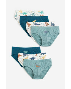 7-pack Cotton Boys’ Briefs Teal/dinosaurs