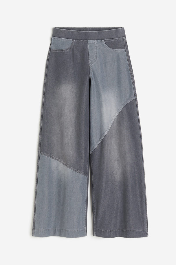 H&M Wide Trousers Dark Grey/block-coloured