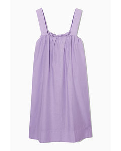 Gathered A-line Linen Mini Dress Light Lilac