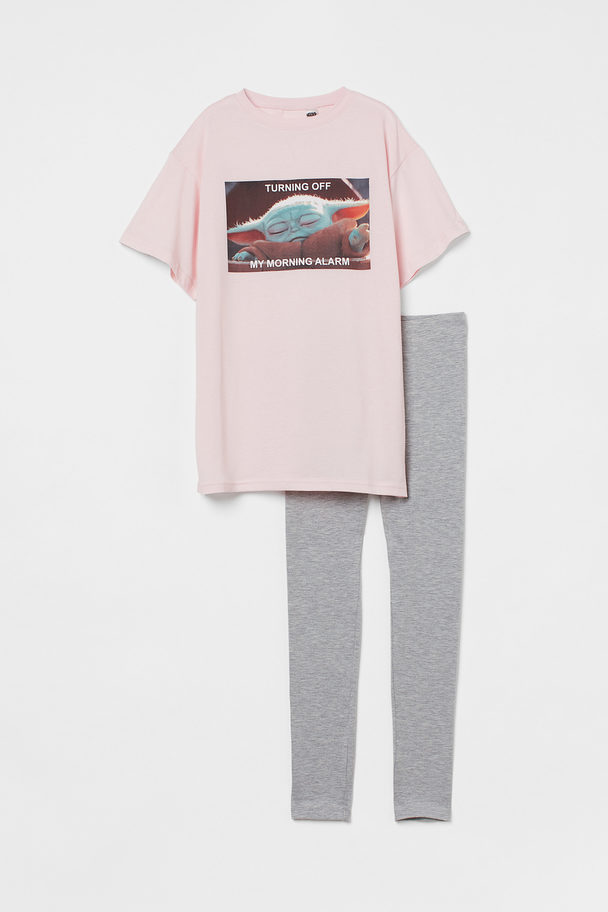 H&M Printed Pyjamas Light Pink/the Mandalorian