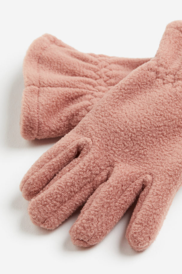 H&M Fleece Handschoenen Dusty Roze