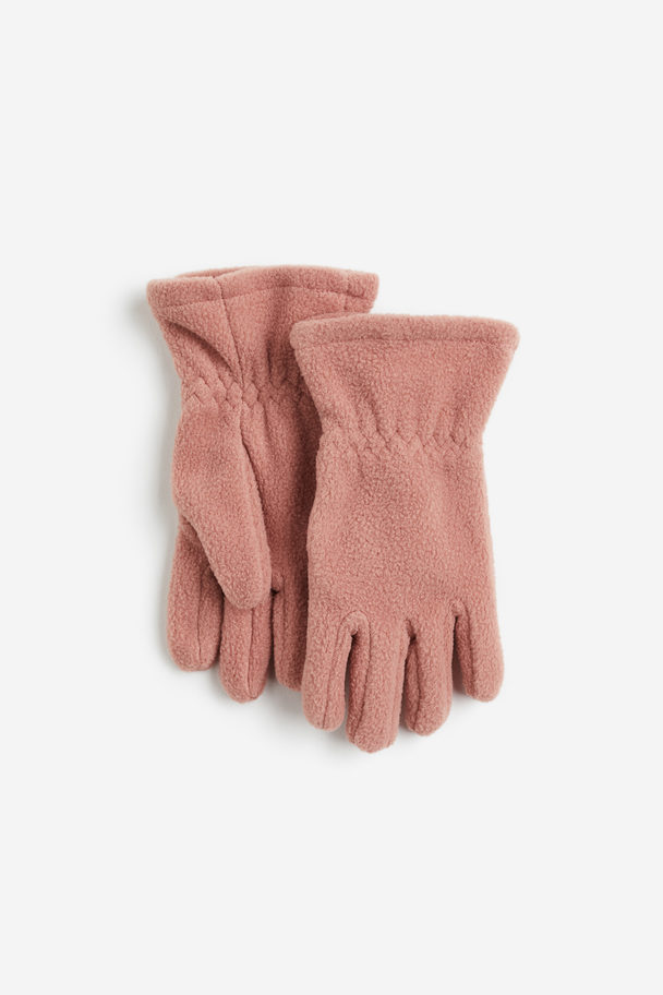 H&M Fleece Handschoenen Dusty Roze