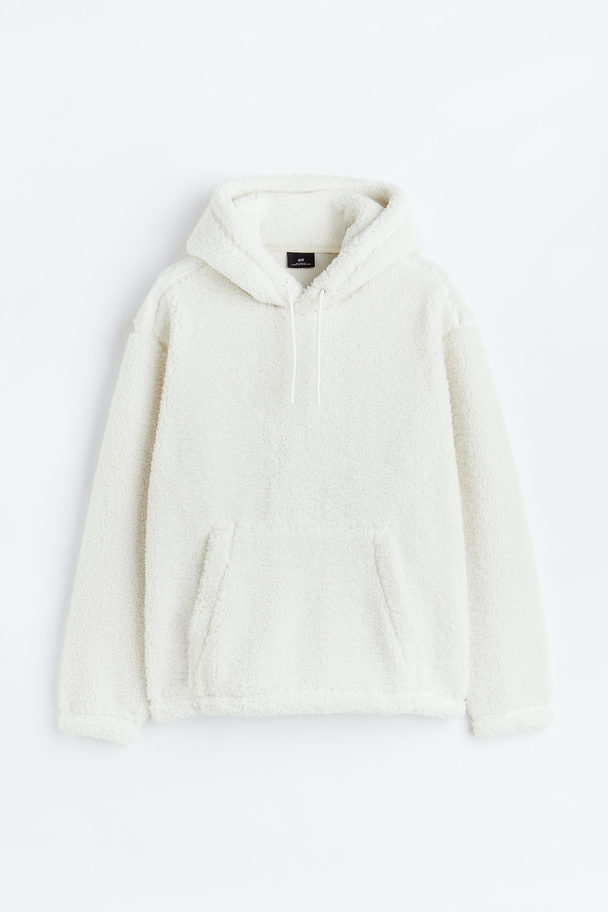 H&M Relaxed Fit Teddy Hoodie White