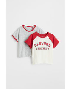 2er-Pack T-Shirts mit Druck Naturweiß/Harvard University