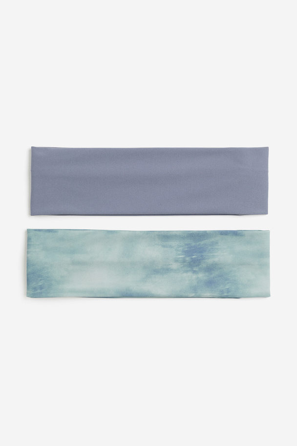 H&M 2-pack Jersey Headbands Turquoise/tie-dye