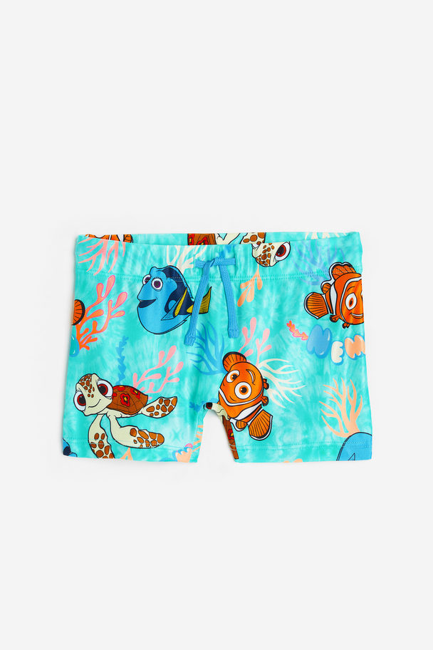 H&M Printed Swimming Trunks Turquoise/finding Nemo