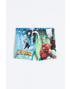 Badehose mit Print Grün/Spiderman