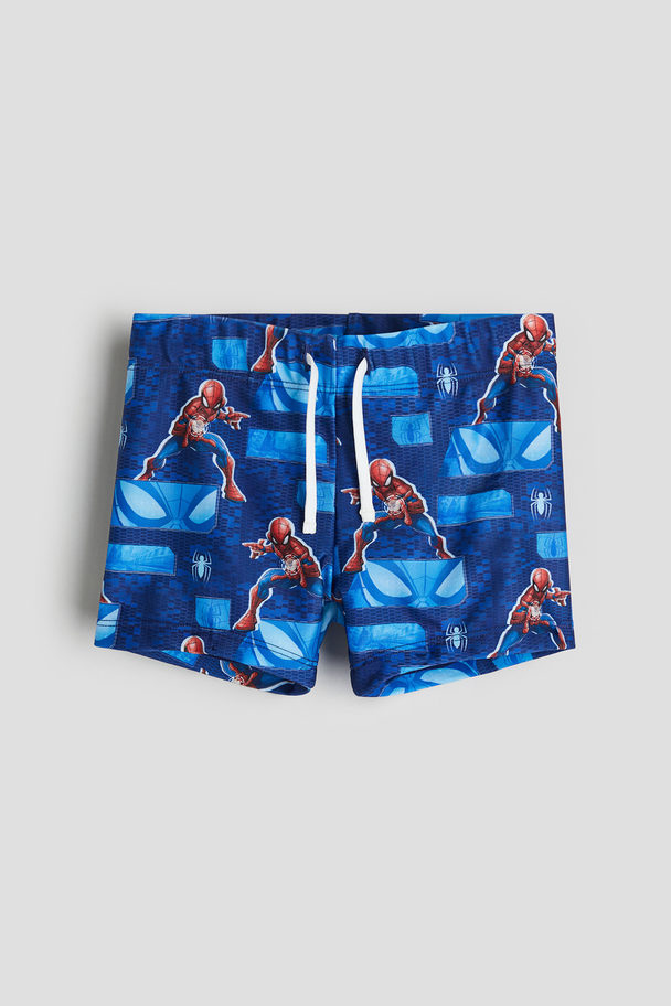 H&M Printed Swimming Trunks Blue/spider-man
