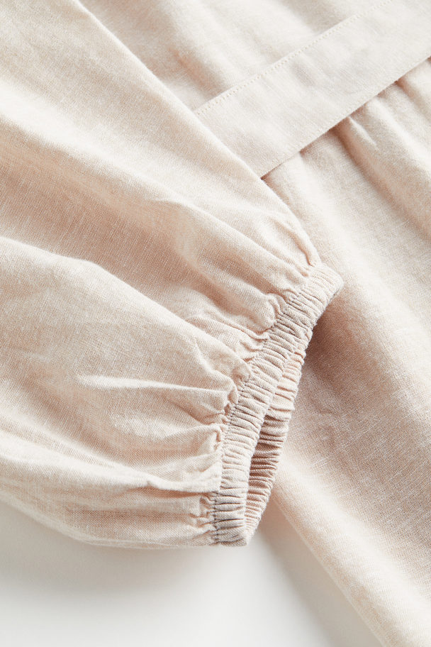 H&M Linen-blend Wrap Dress Light Beige