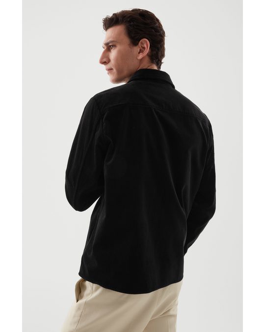 COS Relaxed-fit Corduroy Overshirt Black