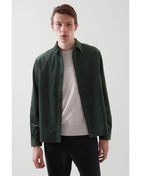 COS Relaxed-fit Corduroy Overshirt Dark Green