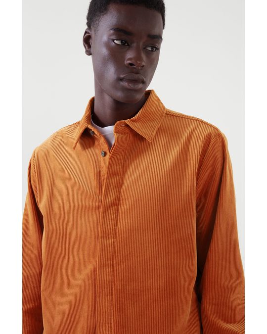 COS Relaxed-fit Corduroy Overshirt Burnt Orange