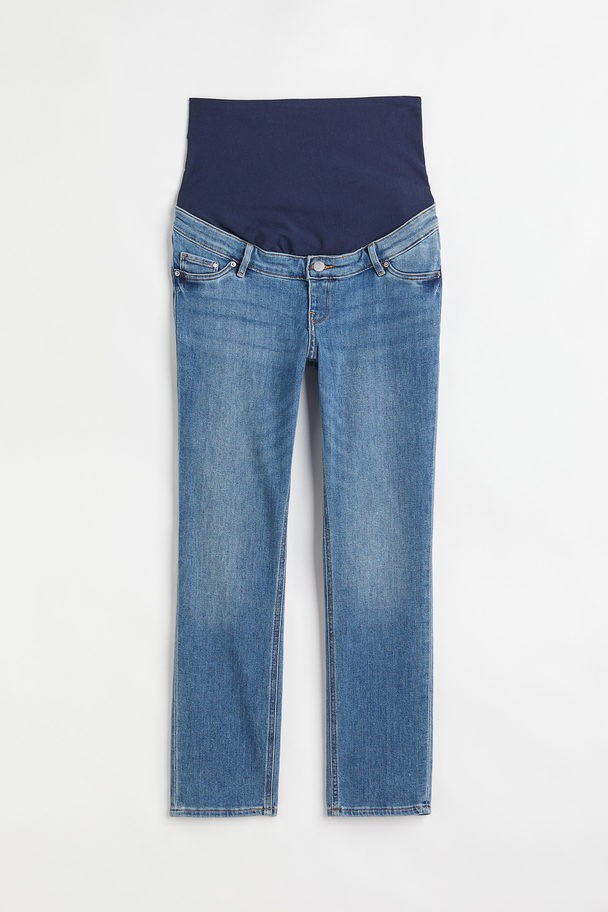 H&M MAMA Slim Straight High Ankle Jeans Blau