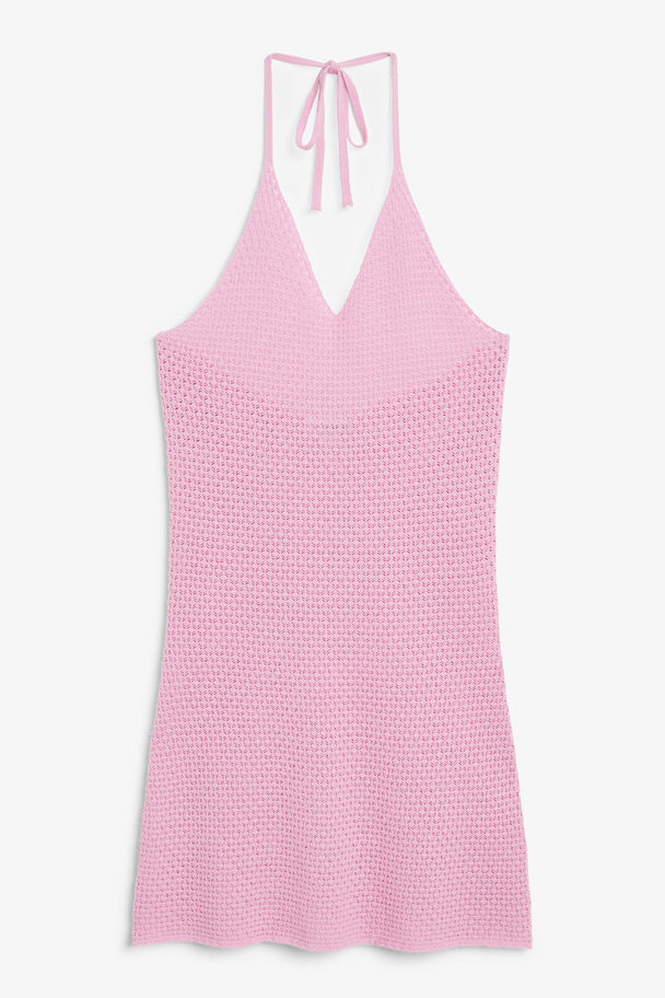 Monki Pink Crochet Style Mini Dress Light Pink