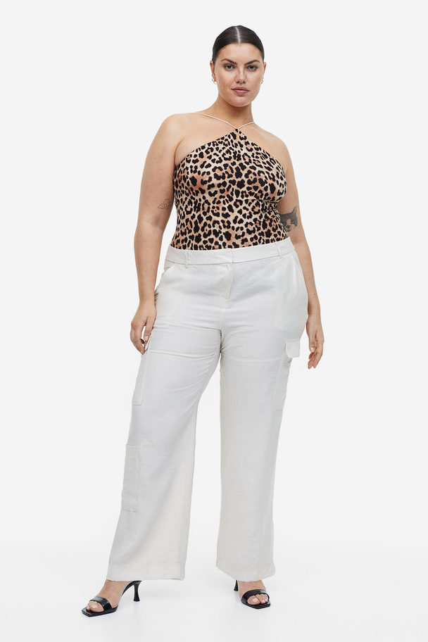 H&M Jersey Thong Body Beige/leopard-print