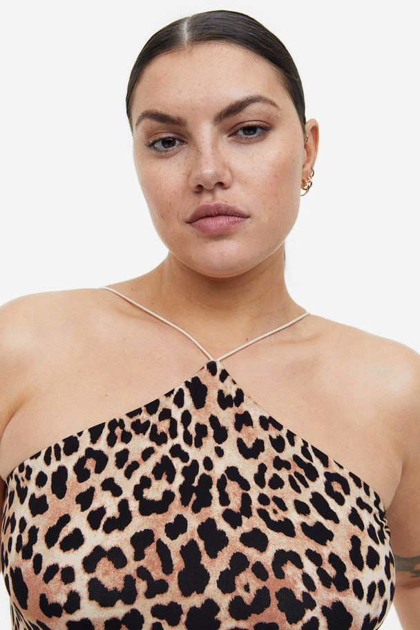 H&M Jersey Thong Body Beige/leopard-print