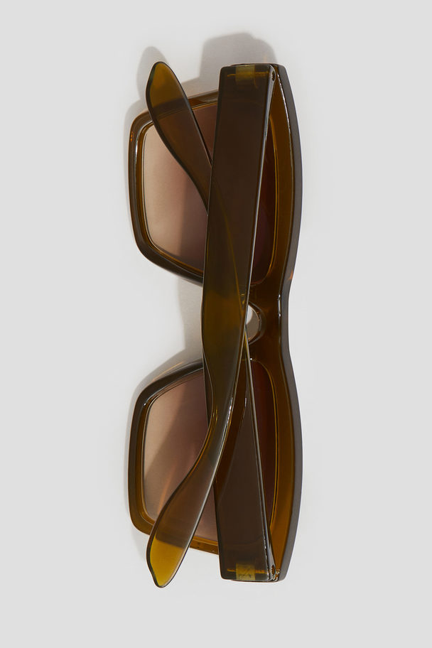 H&M Eckige Sonnenbrille Dunkles Khakigrün