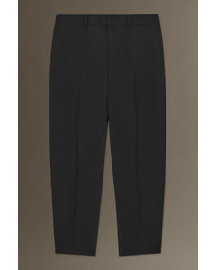 Tailored Wool-hopsack Trousers - Straight Black