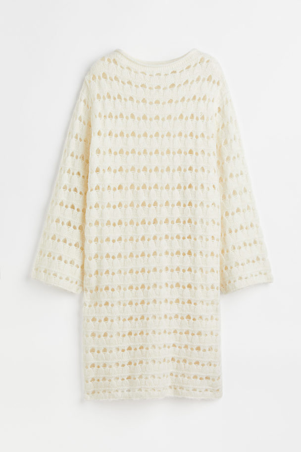 H&M Pointelle-knit Dress Cream